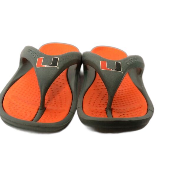 University of Miami Hurricanes Crocs Thong Sandal Flip Flop size men 7/women 9 - Picture 1 of 7